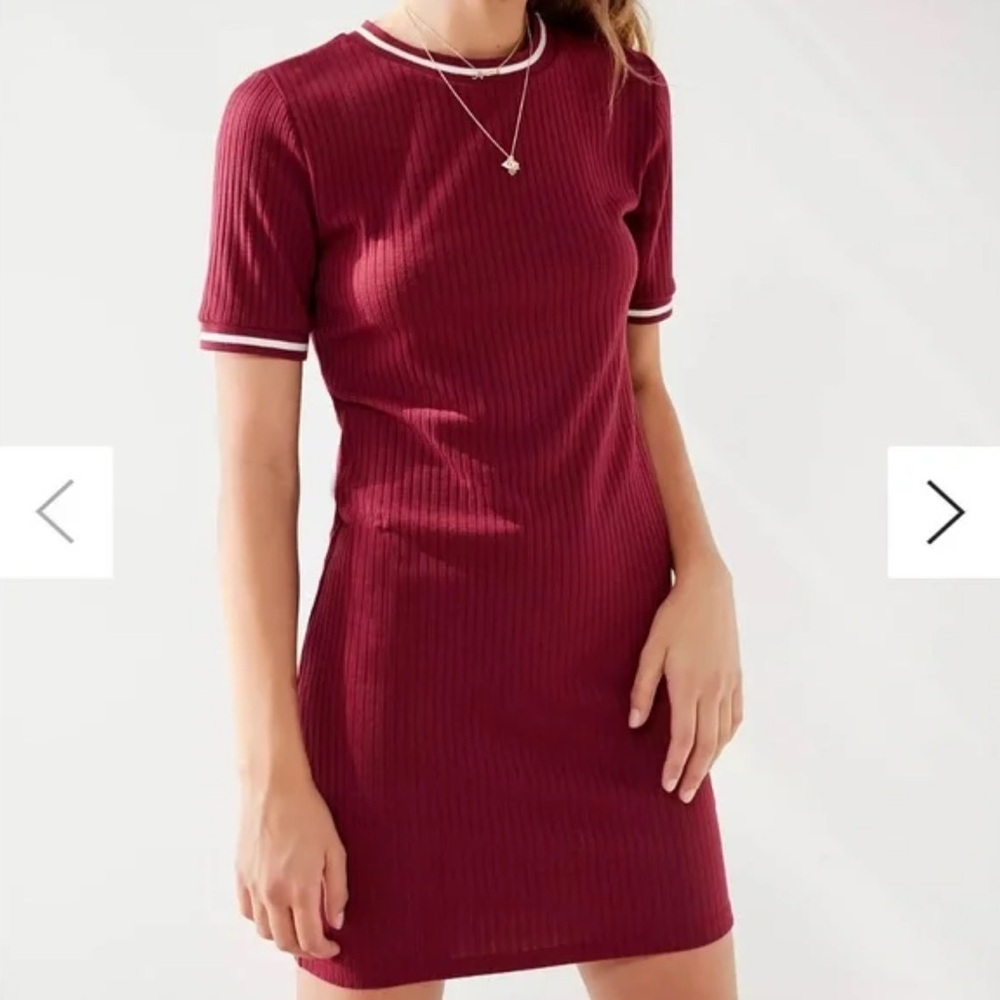 BDG Burgundy Ribbed Mini Dress